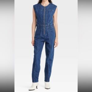 Denim Short Sleeve Jumpsuit